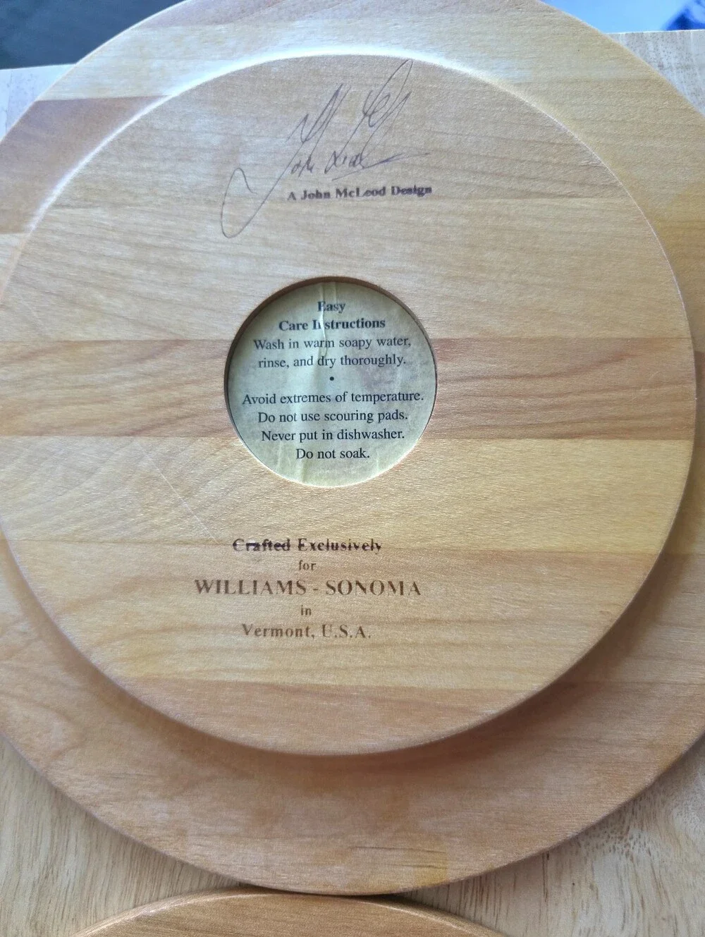 Vintage Williams Sonoma John McLeod Wooden Plates Set 2